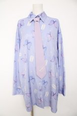 画像1: LISTEN FLAVOR / 危険なモルフォ総柄シャツ F ラベンダー Y-26-10-09-011-PU-BL-SZ-ZY (1)