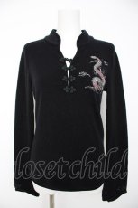画像1: Ozz On / 龍刺繍チャイナトップス  黒 Y-26-10-09-031-OO-TO-SZ-ZY (1)