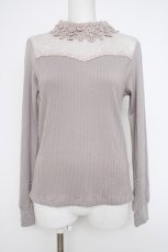 画像1: axes femme / レース襟ビスチェ切替プルオーバー M グレー Y-26-10-10-031-AX-TO-SZ-ZY (1)