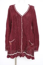 画像1: axes femme / バックデザインリボン付カーデ  ワイン Y-26-10-10-036-AX-TO-SZ-ZY (1)