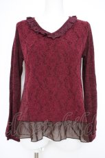 画像1: axes femme / 起毛レースVネックプルオーバー  ワイン Y-26-10-10-037-AX-TO-AS-ZY (1)