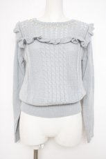 画像1: axes femme / パール付きフリルニット M サックス Y-26-10-10-039-AX-TO-SZ-ZY (1)