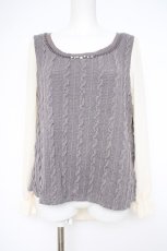 画像1: axes femme / レイヤード風ニットトップス M グレー Y-26-10-10-043-AX-TO-SZ-ZY (1)