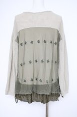 画像2: axes femme / 刺繍チュールワッフルチュニック M カーキ Y-26-10-10-046-AX-TO-SZ-ZY (2)