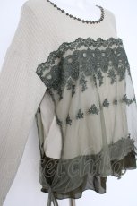 画像3: axes femme / 刺繍チュールワッフルチュニック M カーキ Y-26-10-10-046-AX-TO-SZ-ZY (3)