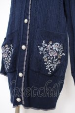 画像3: axes femme / 花刺繍ロングニットカーデ F 紺 Y-26-10-10-051-AX-TO-SZ-ZY (3)