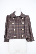 画像1: axes femme POETIQUE / ダブルボタンケープジャケット  紺×茶 Y-26-10-10-059-AX-JA-SZ-ZY (1)