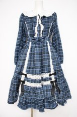 画像1: axes femme kawaii / タータンチェックワンピース M 青 Y-26-10-10-080-AX-OP-SZ-ZY (1)