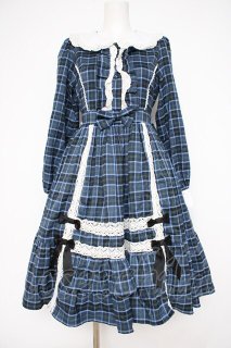 axes femme kawaii / タータンチェックワンピース M 青 Y-26-10-10-080