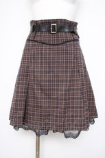 画像1: axes femme POETIQUE / ベルト付タックミニスカート  紺×茶 Y-26-10-10-113-AX-SK-SZ-ZY (1)