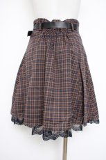 画像2: axes femme POETIQUE / ベルト付タックミニスカート  紺×茶 Y-26-10-10-113-AX-SK-SZ-ZY (2)