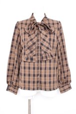 画像1: axes femme / 蝶×バラ刺繍ボウタイブラウス F 茶 Y-26-10-10-020-AX-BL-SZ-ZY (1)