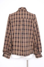 画像2: axes femme / 蝶×バラ刺繍ボウタイブラウス F 茶 Y-26-10-10-020-AX-BL-SZ-ZY (2)