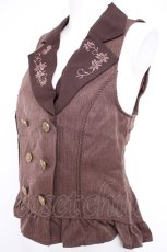 画像2: axes femme / 花刺繍レースアップベスト F 茶 Y-26-10-12-038-AX-TO-SZ-ZY (2)