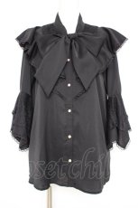 画像1: axes femme / タイ付姫袖風フリルブラウス F 黒 Y-26-10-12-040-AX-BL-SZ-ZY (1)