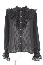 画像1: axes femme / レース×シフォンフリルブラウス F 黒 Y-26-10-12-041-AX-TO-SZ-ZY (1)
