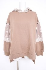 画像1: axes femme / 袖レース重ねパーカープルオーバー M ベージュ Y-26-10-12-050-AX-TO-SZ-ZY (1)