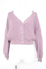 画像1: axes femme / バルーン袖ショート丈ニットカーディガン  ラベンダー Y-26-10-12-055-AX-TO-SZ-ZY (1)