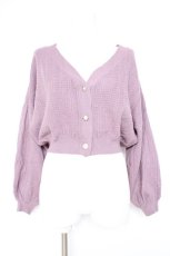 画像1: axes femme / バルーン袖ショート丈ニットカーディガン  ラベンダー Y-26-10-12-056-AX-TO-SZ-ZY (1)