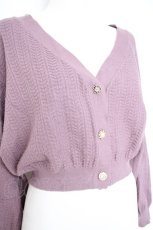 画像2: axes femme / バルーン袖ショート丈ニットカーディガン  ラベンダー Y-26-10-12-056-AX-TO-SZ-ZY (2)