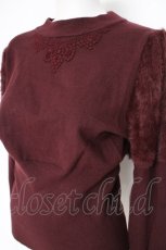 画像2: Kurumi Collaboration / モチーフレースプルオーバー  ワイン Y-26-10-12-072-LO-TO-SZ-ZY (2)