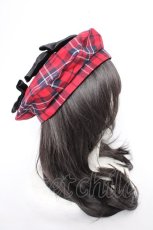 画像4: axes femme kawaii / タータンチェックベレー帽  赤 Y-26-10-12-005-AX-AC-SZ-ZY (4)