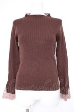 画像1: axes femme / 吸湿発熱袖レースニットプルオーバー F 茶 Y-26-10-12-077-AX-TO-SZ-ZY (1)