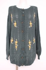 画像1: axes femme / オリジナル手刺繍ロングカーデ  グリーン Y-26-10-12-079-AX-TO-SZ-ZY (1)