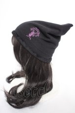 画像2: ALGONQUINS / 刺繍入りネコ耳帽子  黒 Y-26-10-12-006-AL-AC-SZ-ZY (2)