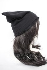 画像4: ALGONQUINS / 刺繍入りネコ耳帽子  黒 Y-26-10-12-006-AL-AC-SZ-ZY (4)