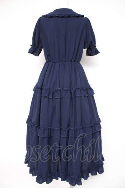 axes femme kawaii / ロマンティックフリルワンピース M 紺 Y-26-10-12