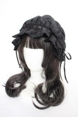 画像1: Kurumi Collaboration / CLK＊フリルキャップ  黒 Y-26-10-12-014-LO-AC-SZ-ZY (1)