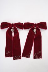 画像1: Ank Rouge / ビジューリボンバレッタセット  ワイン Y-26-10-12-032-CA-ZA-SZ-ZY (1)