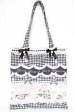 画像1: LIZ LISA / Sweet Gingham Tea Room柄トートバック  黒 Y-26-10-14-032-LO-BG-SZ-ZY (1)