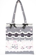 画像2: LIZ LISA / Sweet Gingham Tea Room柄トートバック  黒 Y-26-10-14-032-LO-BG-SZ-ZY (2)