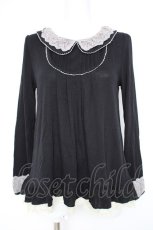 画像1: axes femme / 襟レースデザインカットソー M 黒 Y-26-10-14-044-AX-TO-SZ-ZY (1)