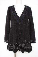 画像1: axes femme / ニットサテンバラロングカーディガン M 黒 Y-26-10-14-057-AX-TO-SZ-ZY (1)