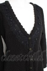 画像2: axes femme / ニットサテンバラロングカーディガン M 黒 Y-26-10-14-057-AX-TO-SZ-ZY (2)