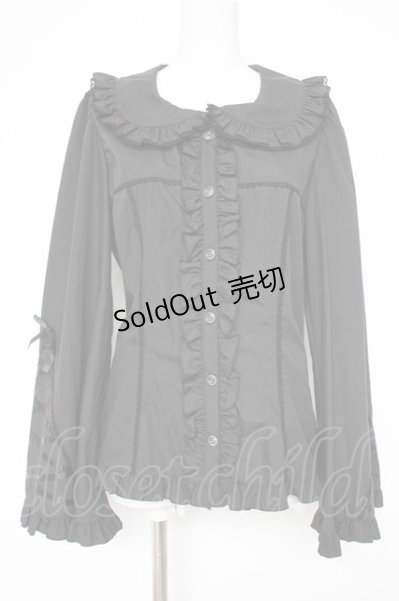 画像1: metamorphose / 【プラスサイズ】Dress upフレアスリーブブラウス 2 黒 Y-26-10-14-065-ME-BL-AS-ZY (1)