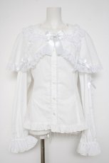 画像1: metamorphose / 【プラスサイズ】ケープ付き丸襟ブラウス 2 白 Y-26-10-14-068-ME-BL-AS-ZY (1)