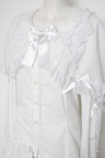 画像2: metamorphose / 【プラスサイズ】ケープ付き丸襟ブラウス 2 白 Y-26-10-14-068-ME-BL-AS-ZY (2)