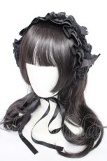画像1: metamorphose / フリルヘッドドレス  黒 Y-26-10-14-016-ME-AC-SZ-ZY (1)