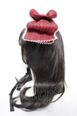 画像2: metamorphose / リボン型ヘッドドレス  赤チェック Y-26-10-14-019-ME-AC-SZ-ZY (2)