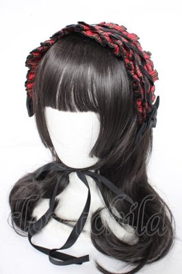 Preview of タータンチェックヘッドドレス  赤