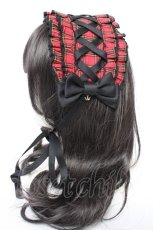 画像2: metamorphose / タータンチェックヘッドドレス  赤 Y-26-10-14-021-ME-AC-SZ-ZY (2)