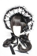 画像1: BABY,THE STARS SHINE BRIGHT / エリザベスボンネット  黒 Y-26-10-14-023-BA-AC-SZ-ZY (1)