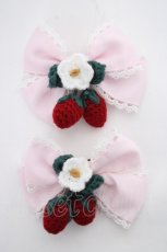 画像1: Chalmiere / いちごリボンクリップセット  ピンク Y-26-10-20-008-AX-ZA-SZ-ZY (1)