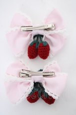 画像2: Chalmiere / いちごリボンクリップセット  ピンク Y-26-10-20-008-AX-ZA-SZ-ZY (2)