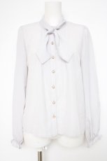 画像1: axes femme POETIQUE / ボウタイブラウス  薄グレー Y-26-10-20-041-AX-BL-SZ-ZY (1)