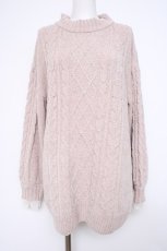画像1: axes femme / ラメ×ベロアモールチュニック M ピンク Y-26-10-20-052-AX-TO-SZ-ZY (1)